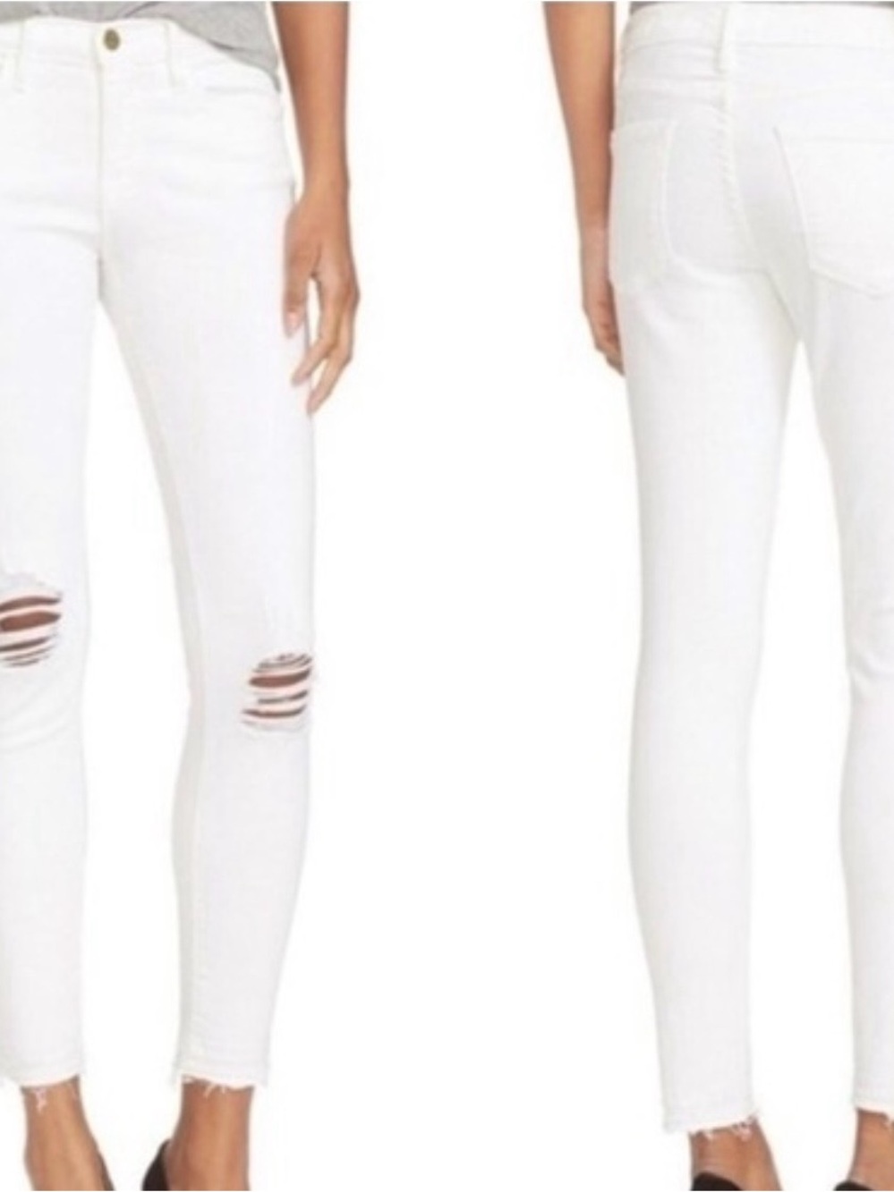 Frame Le Skinney White Distressed Skinny Jeans - Women